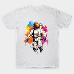 Colorful Astronaut in Space #10 T-Shirt
